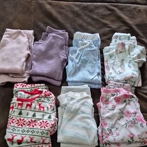 Carter's White Baby Pajama Top with Subtle Pastel Print, Bundle Of 7 Pj's, 3T